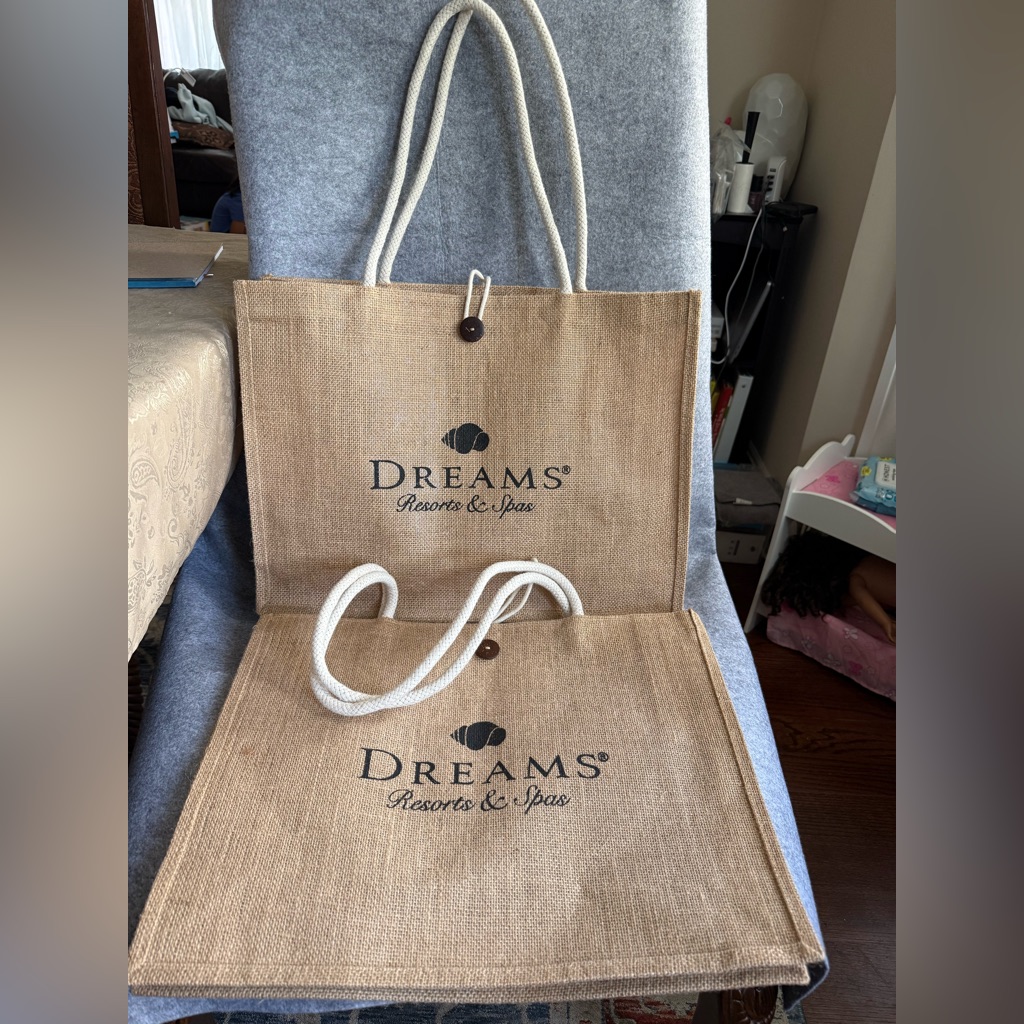 Lot Of 2 Jute Tote Bags From Dreams Resorts & Spas